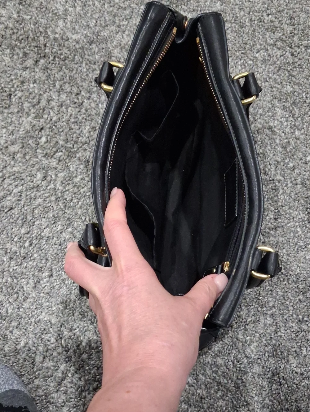 Coach Black Leather Satchel with Gold Hardware